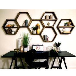 Hanah Home Raf109 Set de 6 Estantes de Pared en Madera Maciza Nogal